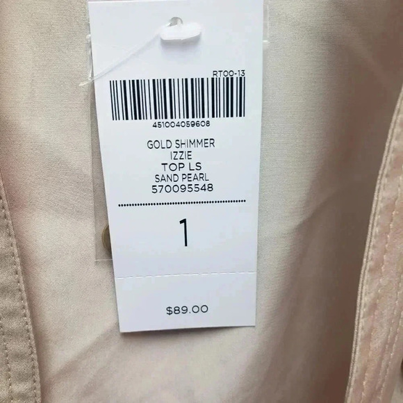 Chico's Gold Shimmer Izzie Top in Sand Pearl - Picture 4 of 4
